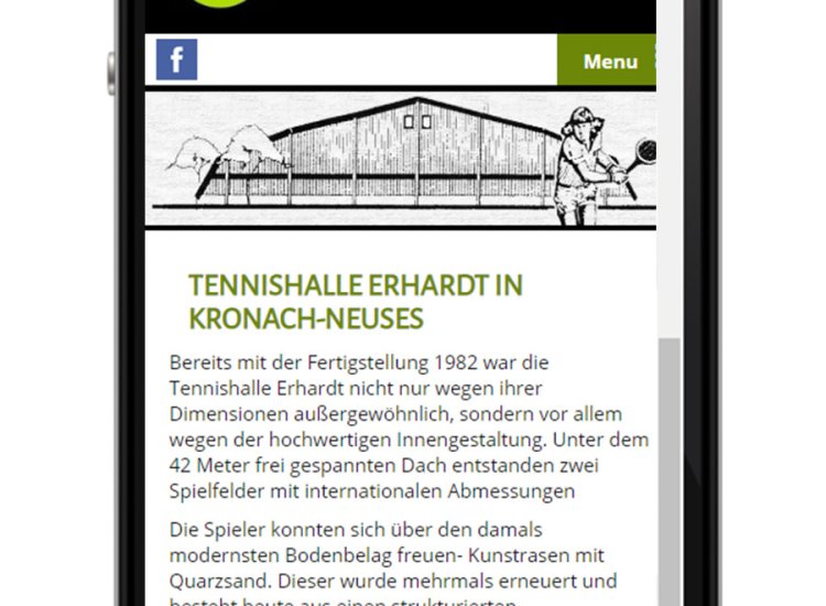 Tennishalle Erhardt Webseite