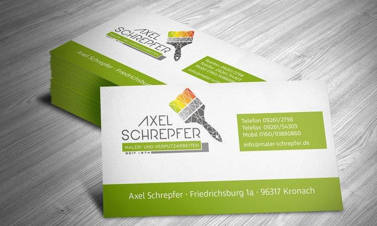 AS-DESIGN Referenz: Malerbetrieb Axel Schrepfer - Briefpapier, Visitenkarten, Schreibblöcke