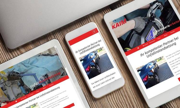 AS-DESIGN Referenz: Webseite Kaim - Neue Website für Kaim Unfallinstandsetzung