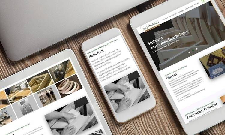 AS-DESIGN Referenz: Hofmann Massivholzbearbeitung - Neue Webseite - Kompakt auf einer Seite